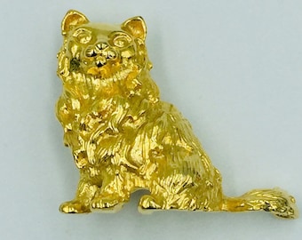 Vintage Gold Tone Sitting Cat Pin Jd6-6