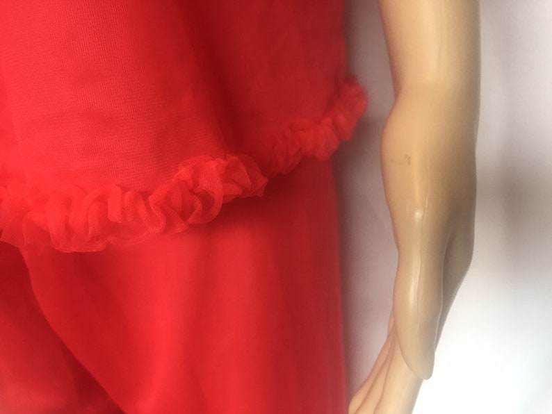 Vintage 1950/'S CHIC LINGERIE lipstick red nylon PAJAMAS Size Medium