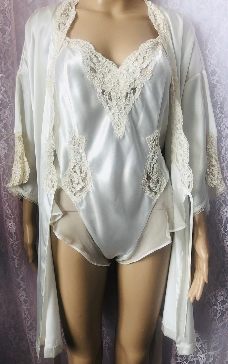 Vintage 90/'s VICTORIA/'S SECRET Teddy and Robe Bridal Size Large