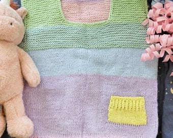 Handmade Pastel Toddler Vest, 3T-4T Color Block Sleeveless Kids Sweater,  Hand Knit Kids Clothes, Kids Gift Idea