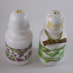 Vintage milk glass shaker bottles