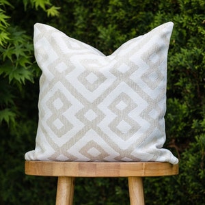 LATTE Natural & Ivory Geometric Indoor/Outdoor Pillow Cover Waterproof Pillow Outdoor Lumbar Pillow Ivory Outdoor Pillow image 1