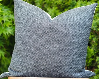 CARBON || Indoor/Outdoor Dark Gray Woven Pillow Cover • Outdoor Pillow • Sunbrella Pillow • Outdoor Lumbar Pillow • Grey Outdoor Pillow
