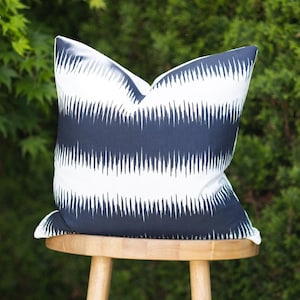 OCEAN || Navy & White Abstract Indoor/Outdoor Pillow Cover ∙ Outdoor Pillow ∙ Navy Pillow ∙ Navy and White Pillow ∙ Outdoor Lumbar Pillow