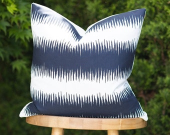 OCEAN || Navy & White Abstract Indoor/Outdoor Pillow Cover ∙ Outdoor Pillow ∙ Navy Pillow ∙ Navy and White Pillow ∙ Outdoor Lumbar Pillow