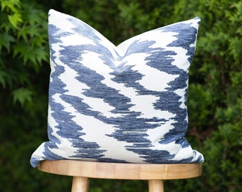 DELTA || Indoor/Outdoor  Indigo & White Abstract  Pillow Cover ∙ Outdoor Pillow ∙ Indigo Pillow ∙ Indigo and White Pillow ∙ Outdoor Lumbar