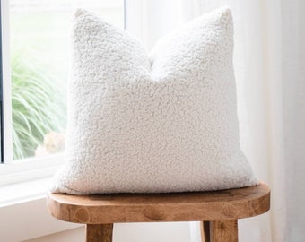 AVERY || (Natural) Sherpa Pillow Cover • Natural Pillow • Sherpa Pillow • Neutral Pillow • Fuzzy Pillow • Ivory Sherpa Pillow • Ivory Pillow