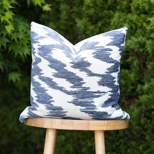 DELTA || Indoor/Outdoor  Indigo & White Abstract  Pillow Cover ∙ Outdoor Pillow ∙ Indigo Pillow ∙ Indigo and White Pillow ∙ Outdoor Lumbar