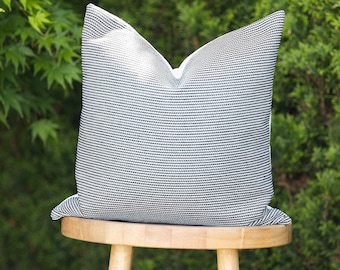 AZURE || Indoor/Outdoor Navy & White Stripes Pillow Cover ∙ Outdoor Pillow ∙ Indigo Pillow ∙ Indigo and White Pillow ∙ Outdoor Lumbar Pillow