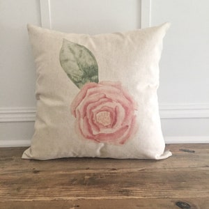 Rose Watercolor Pillow Cover- rose pillow - roses pillow - mithers day gift- -pink flower pillow - garden pillow - pink flower pillow