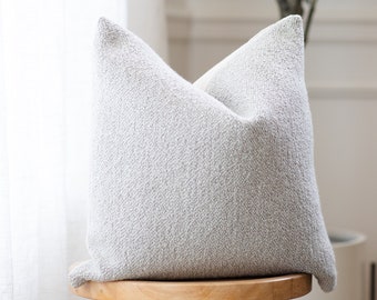 CRUZ || Gray Bouclé Textured Pillow Cover ∙ Gray Pillow ∙ Gray Throw Pillow ∙ Neutral Pillow Cover ∙ Gray Lumbar Throw Pillow ∙ Grey Pillow