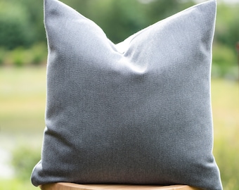 SLATE || Gray Subtly Striped Indoor/Outdoor Pillow Cover • Outdoor Pillow • Sunbrella Pillow • Outdoor Lumbar Pillow • Gray Outdoor Pillow