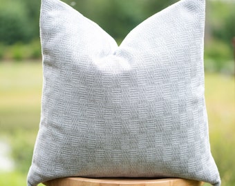 FOG || Indoor/Outdoor Gray Basketweave Pillow Cover • Outdoor Pillow • Sunbrella Pillow • Outdoor Lumbar Pillow • Grey Outdoor Pillow