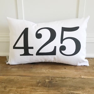 May include: White pillow with black text that reads "425".