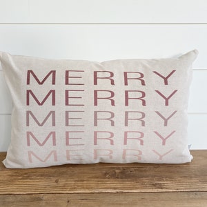 Merry Christmas Ombre PinkRed Pillow Cover Merry Christmas Ombre PinkRed Pillow Cover