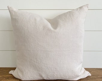 FELICITY || Ivory Linen Pillow Cover • Neutral Pillow •  Neutral Linen Pillow •  Off White Pillow • Lumbar Pillow •  Euro sham • White Linen