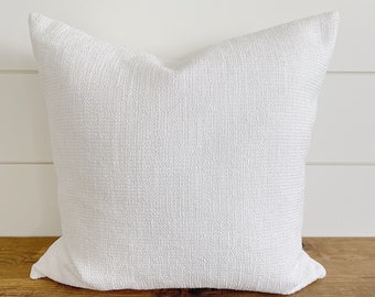 ARIA || Housse de coussin tissée blanche intérieure/extérieure∙ Oreiller blanc∙ Oreiller imperméable∙ Oreiller de porche∙ Oreiller lombaire extérieur∙ Oreiller extérieur blanc