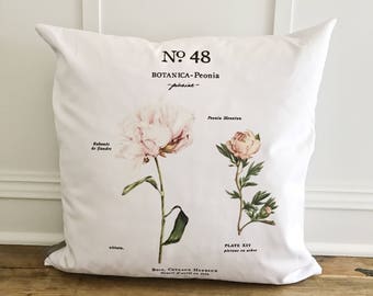 Peony Botanical Pillow Cover -spring pillow- botanical pillow - peony pillow - floral pillow - mothers day gift - peonies pillow - peonies