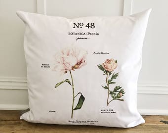 Botanical Peony Pillow Cover – Floral Spring Accent Pillow