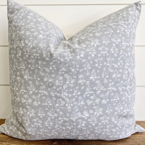 PIPER Gray & White Floral Pillow Cover Neutral Pillow Etsy