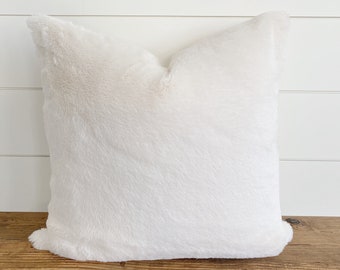 HADLEY || Fur Pillow Cover • Faux Fur Pillow • Fur Pillow • Neutral Pillow • Fuzzy Pillow • White Fur  Pillow • Ivory Pillow • Cozy Pillow