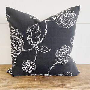 KYLIE || Indoor/Outdoor Black and White Flowers Pillow Cover ∙ Outdoor Pillow ∙ Waterproof Pillow ∙ Porch Pillow ∙ Outdoor Lumbar Pillow