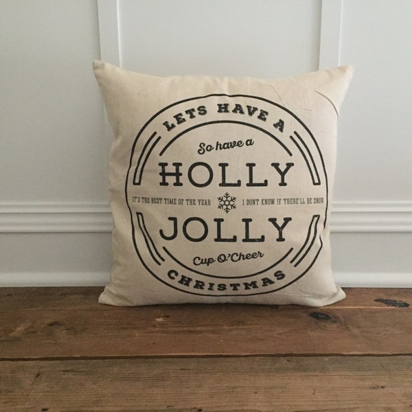 Holly Jolly Pillow Cover (Black)