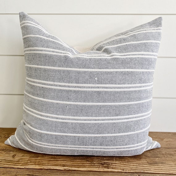 Federa Cuscino Trade AM Ox Bay A Righe Blu E Bianche - 35x28 Cm Cotone E Lana