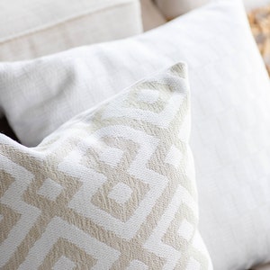 LATTE Natural & Ivory Geometric Indoor/Outdoor Pillow Cover Waterproof Pillow Outdoor Lumbar Pillow Ivory Outdoor Pillow image 3