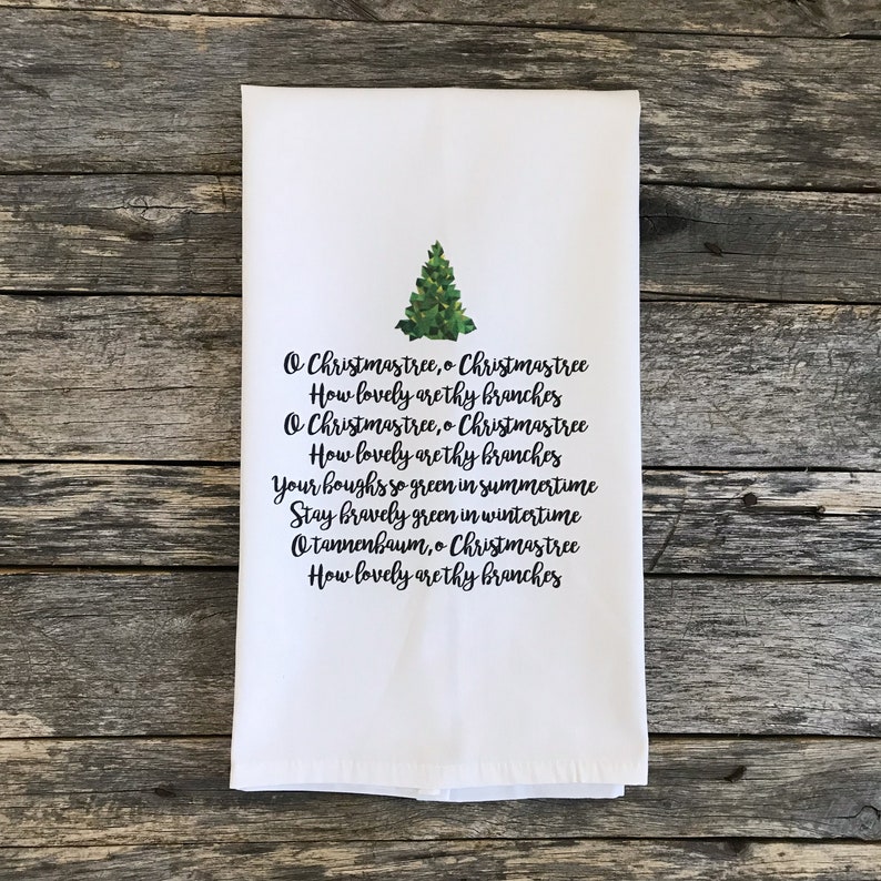 O Christmas Tree Song Lyrics Tea Towel