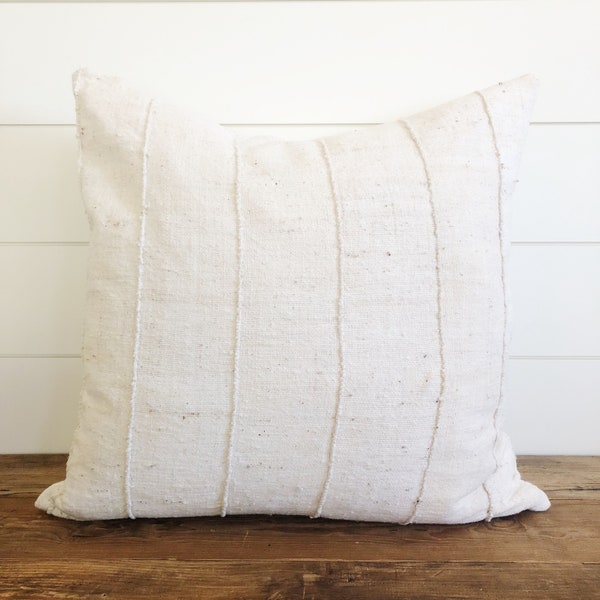 BROOKLYN ||  Authentic African Mud Cloth Pillow Cover •  Neutral Pillow •  Mud Cloth Pillow •  Off White Pillow • Lumbar Pillow •  Euro sham