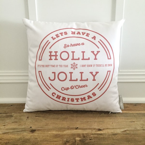 Holly Jolly Pillow Cover (Red)