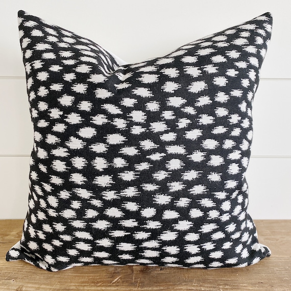 HARPER Black With Ivory Ikat Indoor/outdoor Pillow Cover - Etsy