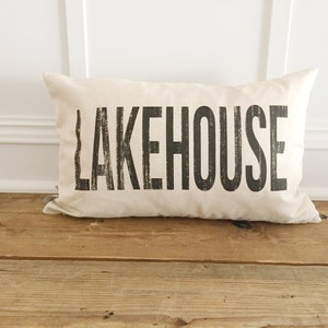 Distressed LAKEHOUSE Pillow Cover