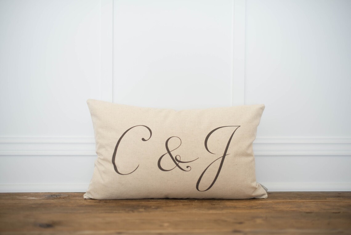 Custom Monogram Lumbar Pillow Cover Etsy