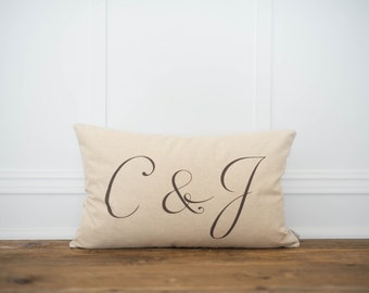 Custom Monogram Lumbar Pillow Cover