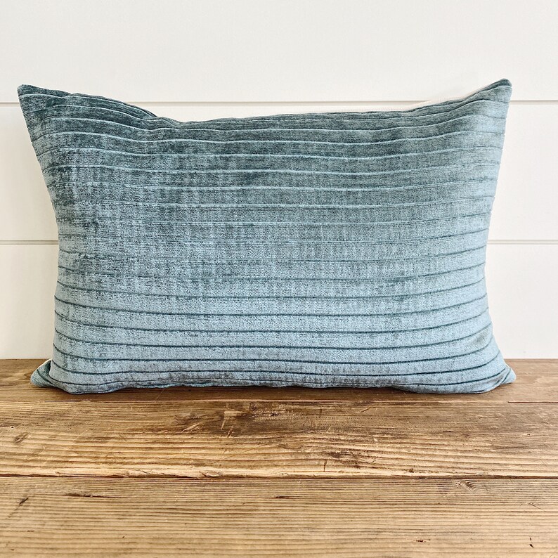 SLOANE Teal Velvet Striped Pillow Cover Teal Pillow Etsy
