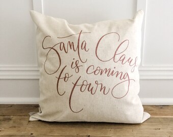 Santa Claus is Coming to Town Pillow Cover (Red)