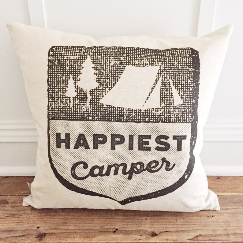 Happiest Camper Pillow Cover Etsy