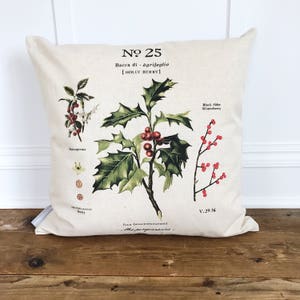 Holly Berry Botanical Pillow Cover