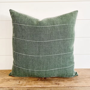 TRUETT Dark Green Linen Pillow Cover Green Pillow Green Throw