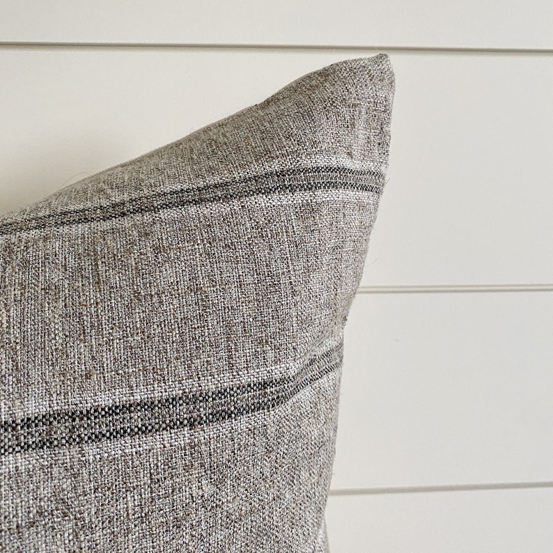 TINLEY Neutral Gray Stripe Pillow Cover Gray Lumbar - Etsy