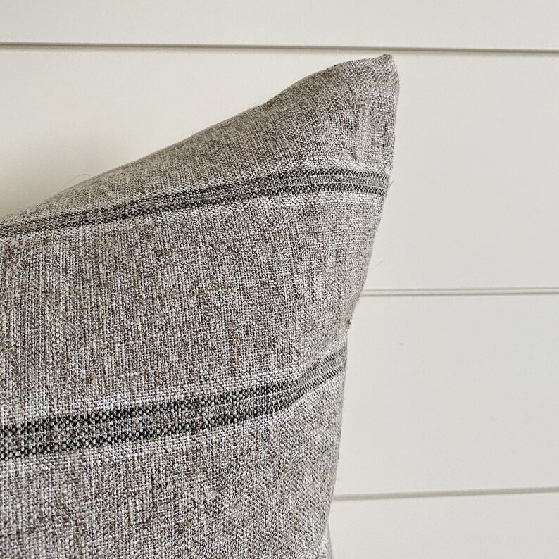TINLEY Neutral Gray Stripe Pillow Cover Gray Lumbar Etsy