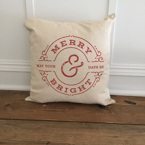 RED Merry & Bright Pillow Cover