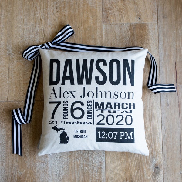 Birth Announcement Pillow Cover