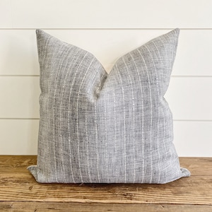 RAINEY || Gray & White Striped Pillow Cover • Neutral Pillow • Gray and White Pillow • Gray Stripe Pillow • Lumbar Pillow • Gray Pillow