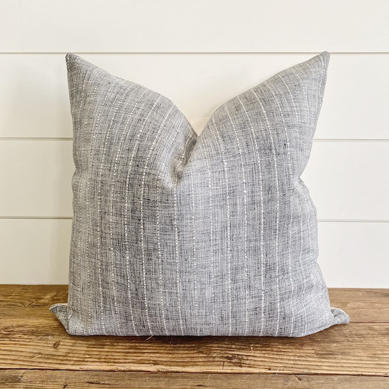 RAINEY Gray & White Striped Pillow Cover Neutral Pillow Etsy