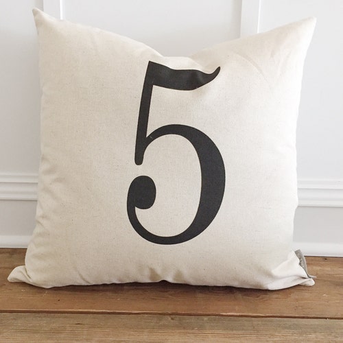Typography Number Pillow Cover Etsy