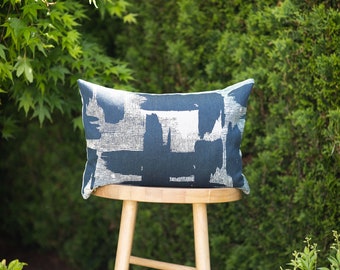 COBALT || Indoor/Outdoor Navy & White Abstract  Pillow Cover ∙ Outdoor Pillow ∙ Indigo Pillow ∙ Indigo and White Pillow ∙ Outdoor Lumbar