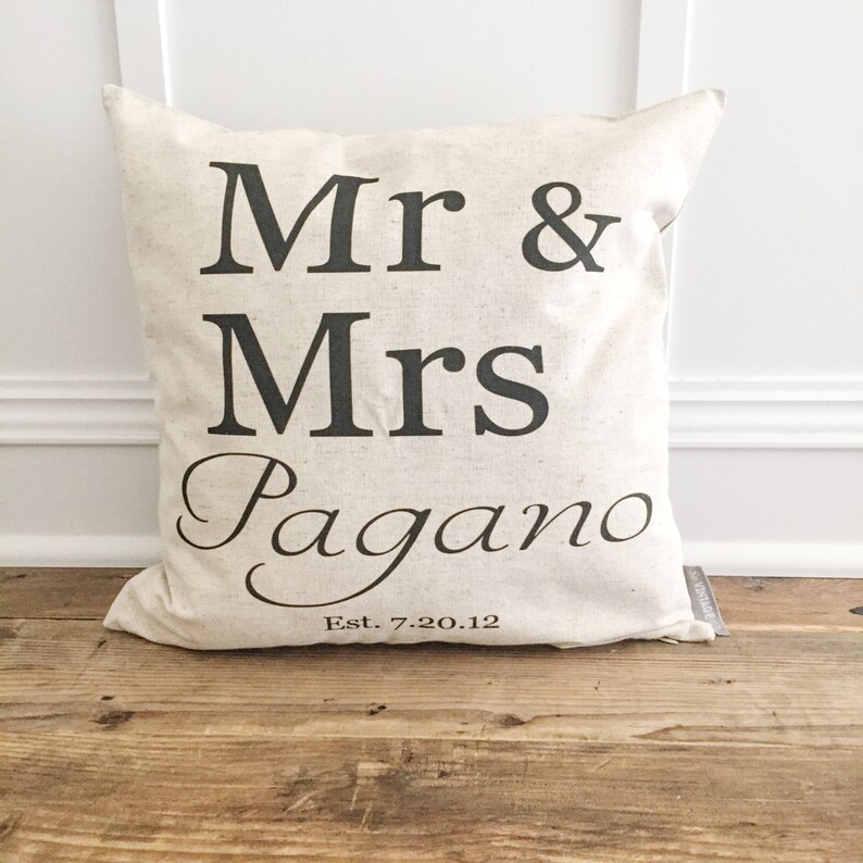Personalized Mr & Mrs Pillow Cover Etsy